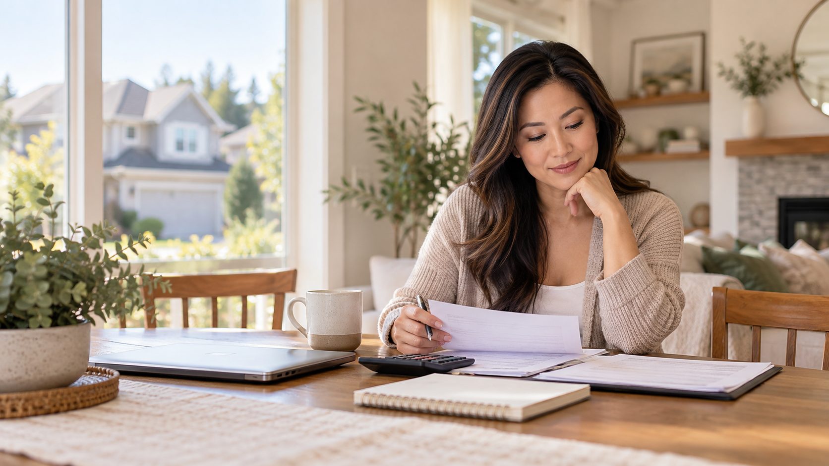 Prospective Ontario homebuyer reviewing her finances and homeownership plans before applying for a mortgage.